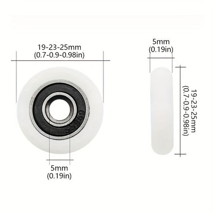 8pcs/lot sliding shower door rollers with plastic & nylon wheels, 5mm bearing bore, for upper & lower runners on bathroom doors; includes bathroom accessories.