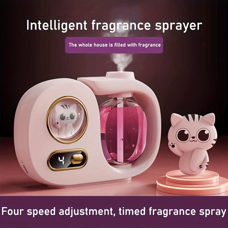 Automatic essential oil diffuser set with timed spraying, digital display, and long-lasting deodorization. Ideal for bedrooms, bathrooms, living rooms, offices, and aroma diffusion.