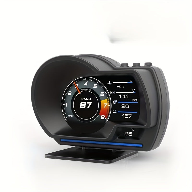 New smart OBD gauge with adjustable bracket and ambient light for clear trouble code speedometer.