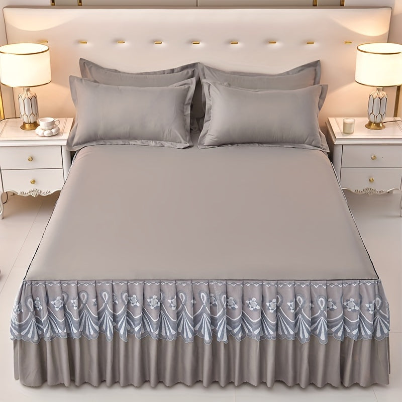 Luxury 3pcs Tassel Lace Bed Skirt Set - Soft, Breathable, Non-Slip, Allergy-Friendly, Machine Washable - Ideal for Bedroom, Guest Room, Hotel Decor.