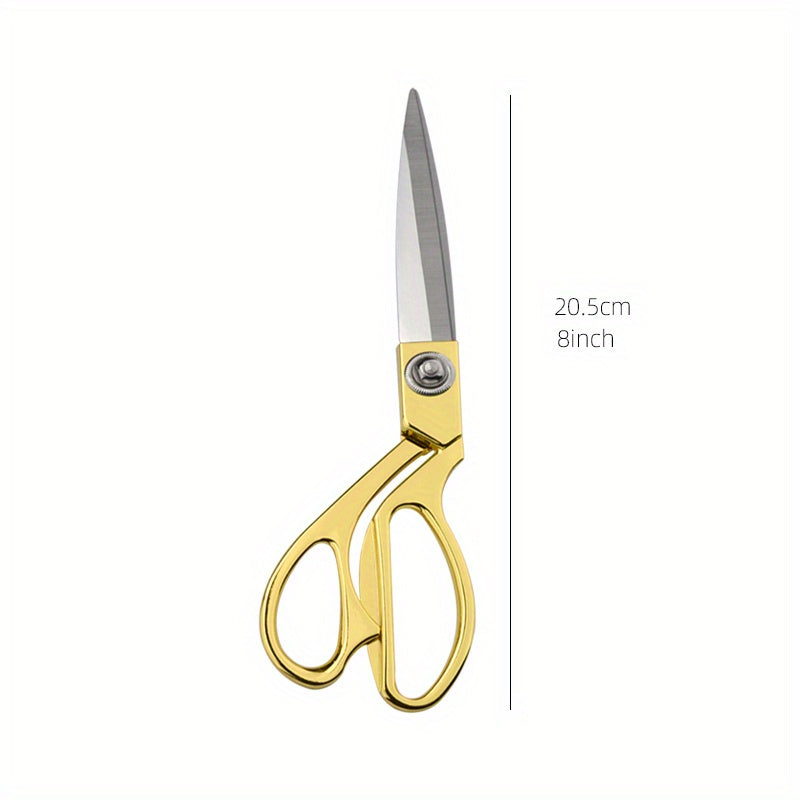 Ultra sharp stainless steel tailor scissors with golden-tone alloy handle - ideal for crafting, office, and home use, offering durable and precise cutting for sewing.