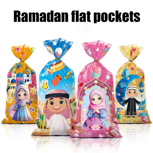 50 Moon Castle Themed Gift Bags for Ramadan and Islamic celebrations - Waterproof, Reusable Plastic Party Favor Pouches