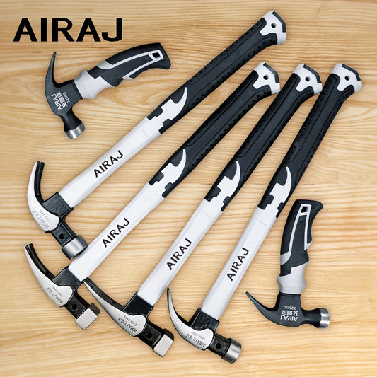 AIRAJ High-Carbon Steel Claw Hammer with Durable, Anti-Slip Grip, Ideal for Industrial & Home Use in Short or Long Handle Options.