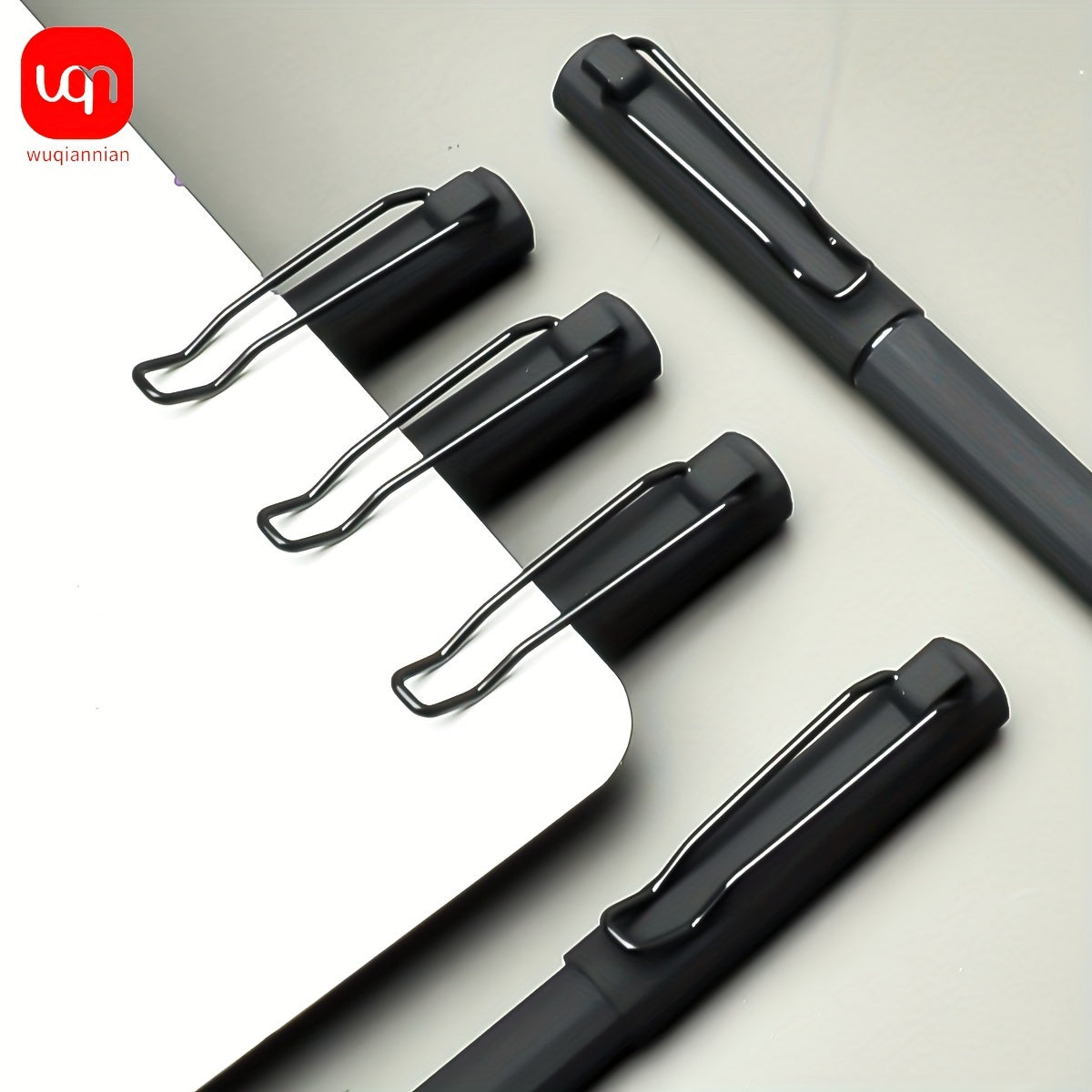 4/8pcs Wuqiannian Gel Ink Rollerball Pens, 0.7mm Medium Point, Quick Drying, Ergonomic Design with U-Shaped Clip, Black Ink for Office & School Use.