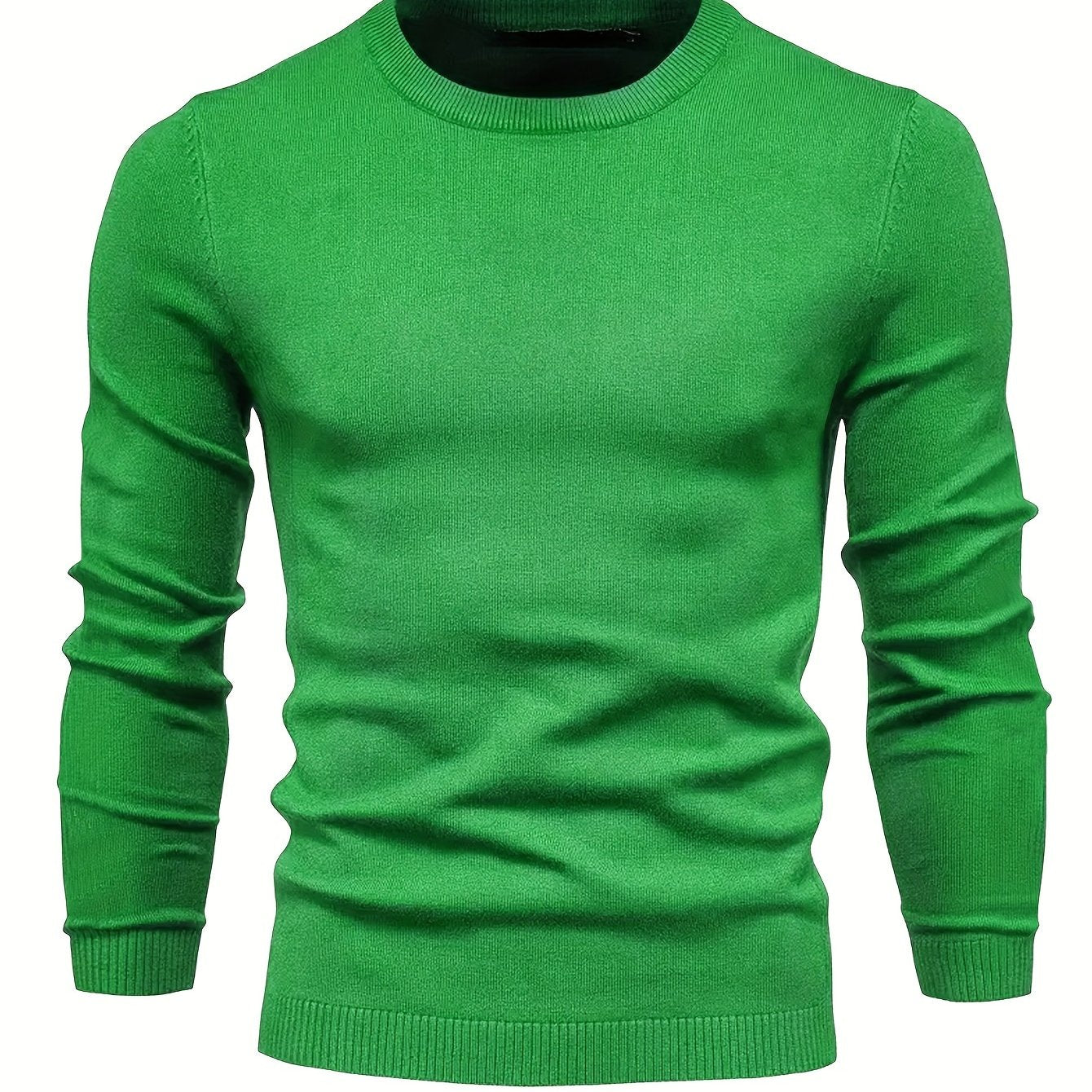 2024 Men's Solid Color Round Neck Pullover Knitted Sweater