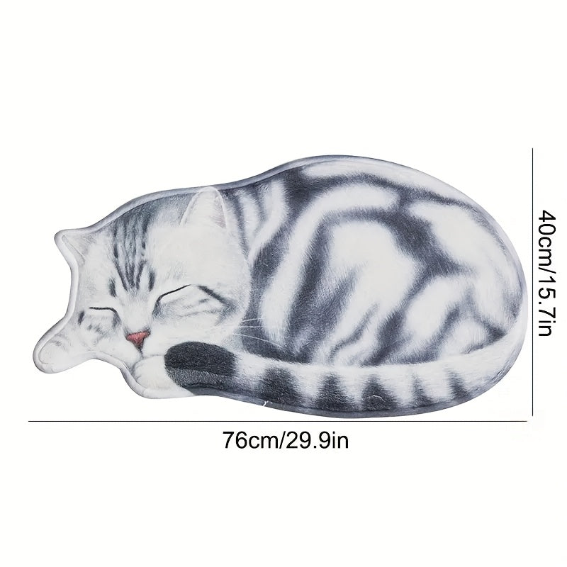 Cute Cat Design Fast-Drying Kitchen Mat - Slip-Resistant, Super Soft Rug for Bathroom, Bedroom, Living Room | Easy-Clean Home Decoration, Safe for Machine Washing