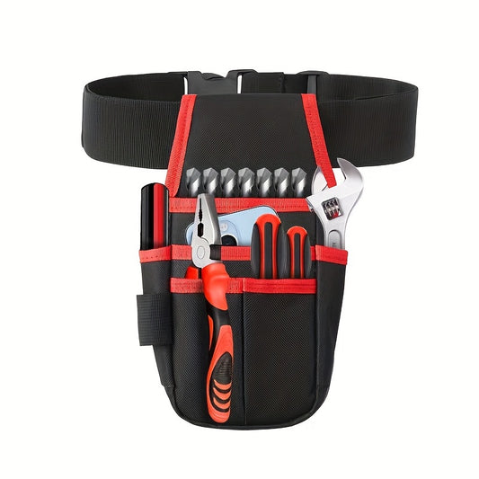 Durable, small-sized electrician tool pouch made of heavy-duty Oxford fabric with thickened design. Multi-functional waist bag for home appliance repair and aerial work. Features a wide