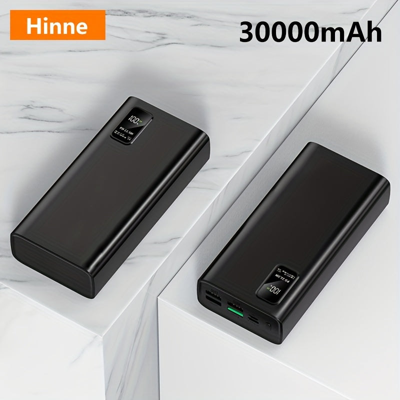 30000mAh Hinne Power Bank с быстрой зарядкой USB Type-C, LED-дисплеем, универсальной совместимостью для iPhone/Samsung/Android, легкий аварийный источник питания с литий-полимерной батареей.