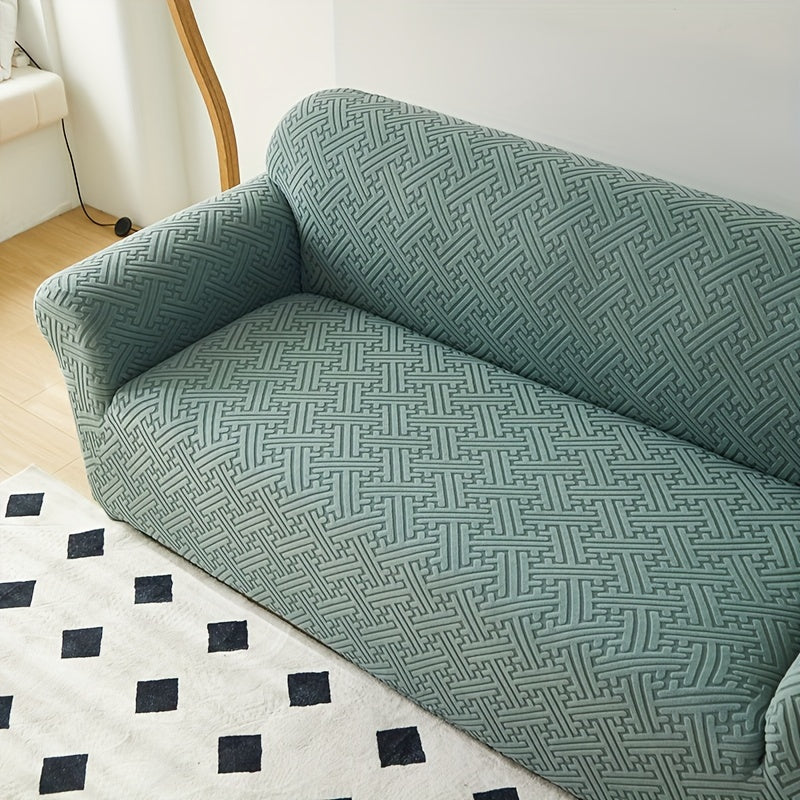 Universal sofa slipcover protects furniture in any room.