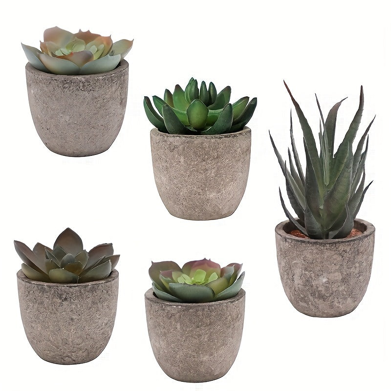 5 cross-border hot selling simulation succulent potted plants in paper pulp pots, bonsai desktop small ornament set.