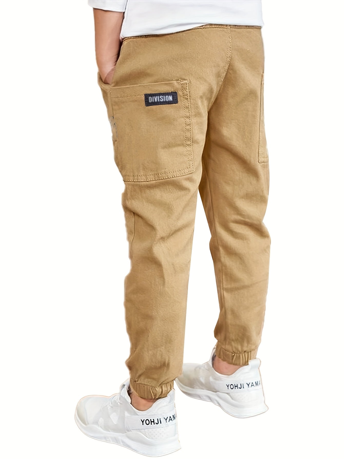 2 Boys Casual Cargo Pants in Solid Color Cotton for Sports Dancewear