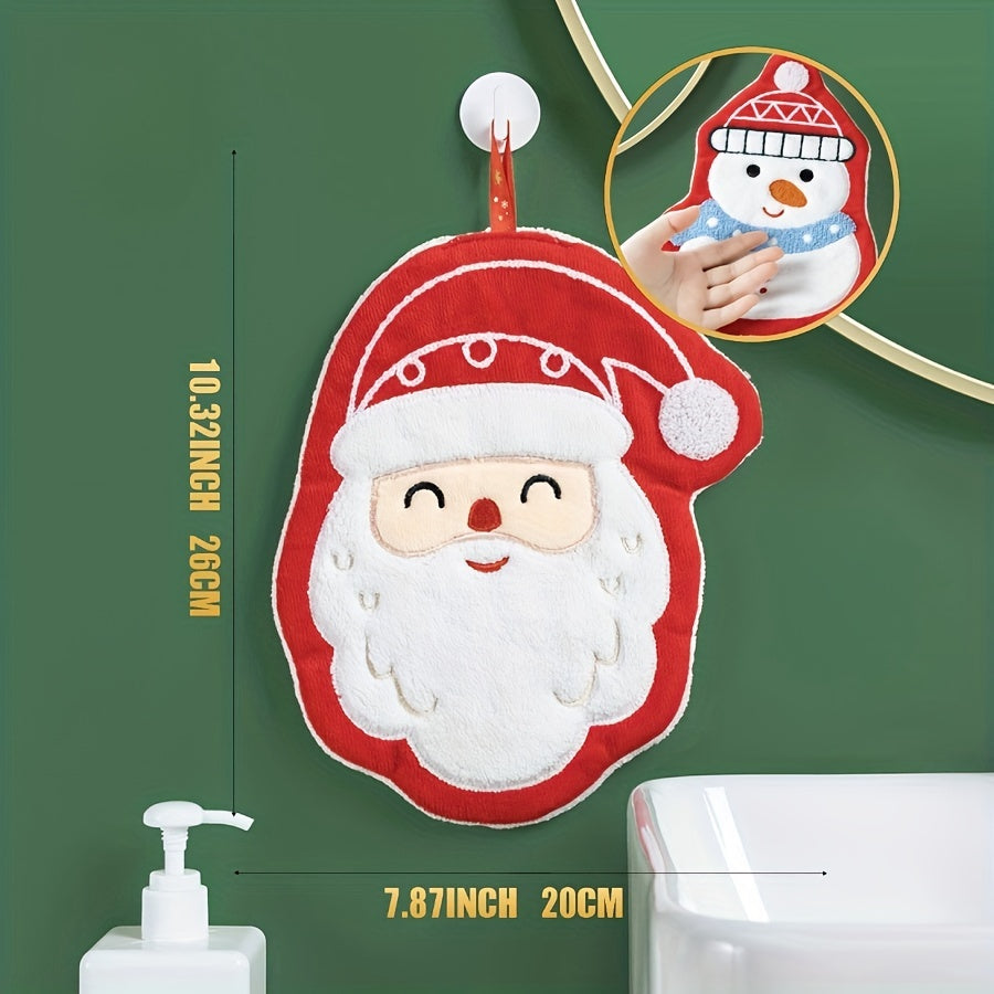 1pc Christmas-themed quick-dry hand towel - thick and breathable with festive designs