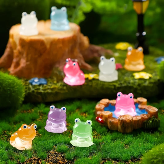 20 Glow-in-the-Dark Resin Frog Figurines for Fairy Gardens and Outdoor Decor, Assorted Translucent and Opaque Frogs with Glowing Effects, No Electricity Required, Durable Resin Material, Playful Garden Ornaments.