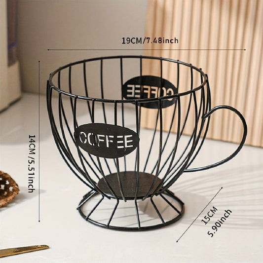 Sleek Metal Coffee Pod Holder Basket with Scandinavian-Inspired Design, Ideal for Storing Capsules at Home, Cafe, or Bar - Stylish Organizer for Snacks and Sweets