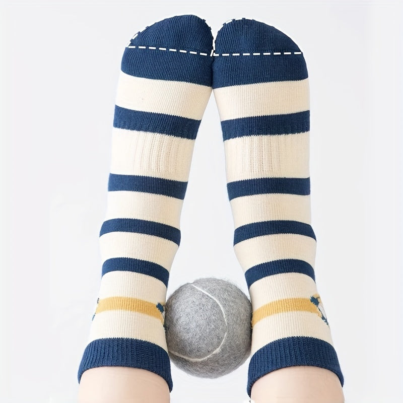 5 Boys' Striped Soccer Crew Socks - Breathable, All-Season Comfort