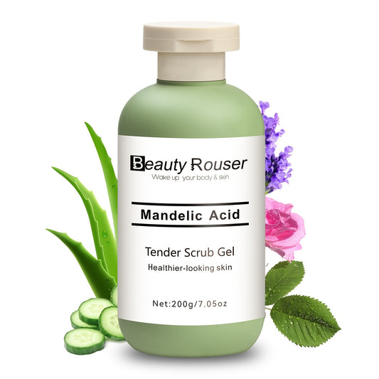 200g/7.05oz Beauty Rouser Mandelic Acid Scrub Gel - Alcohol-Free, Moisturizing with Aloe Vera & Rose, Deep Pore Cleansing for All Skin Types.