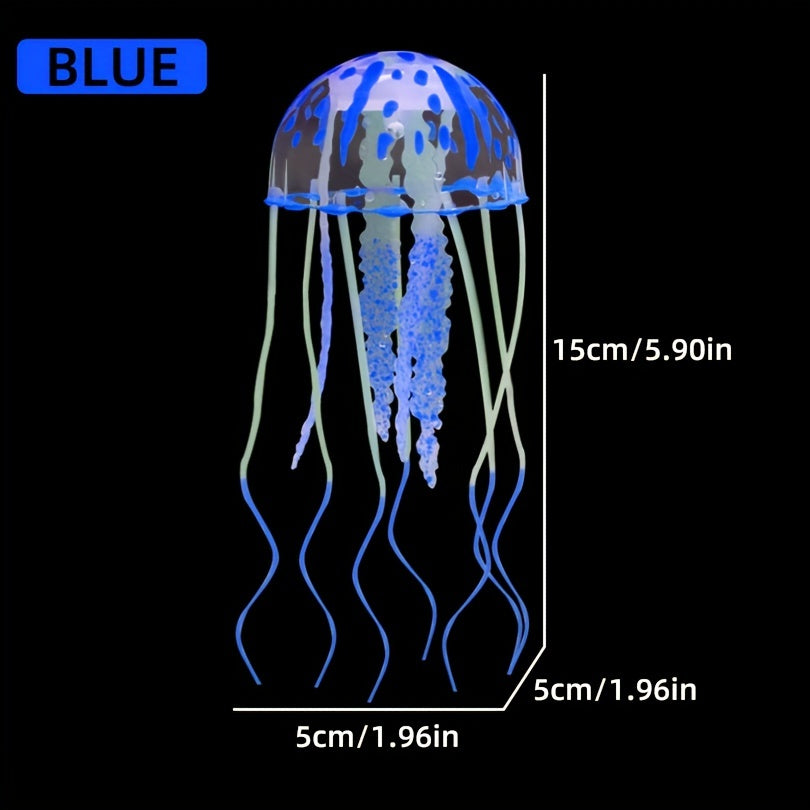 Artificial silicone jellyfish ornament for aquarium tank simulation.