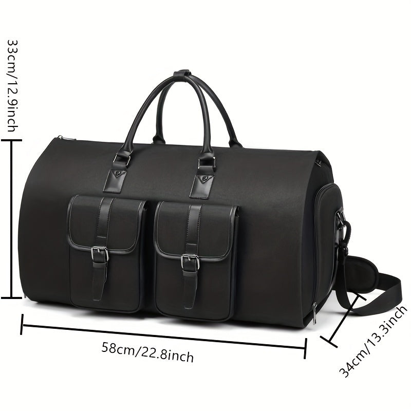 Large capacity black business trip bag for versatile storage and lightweight overnight carry-on.