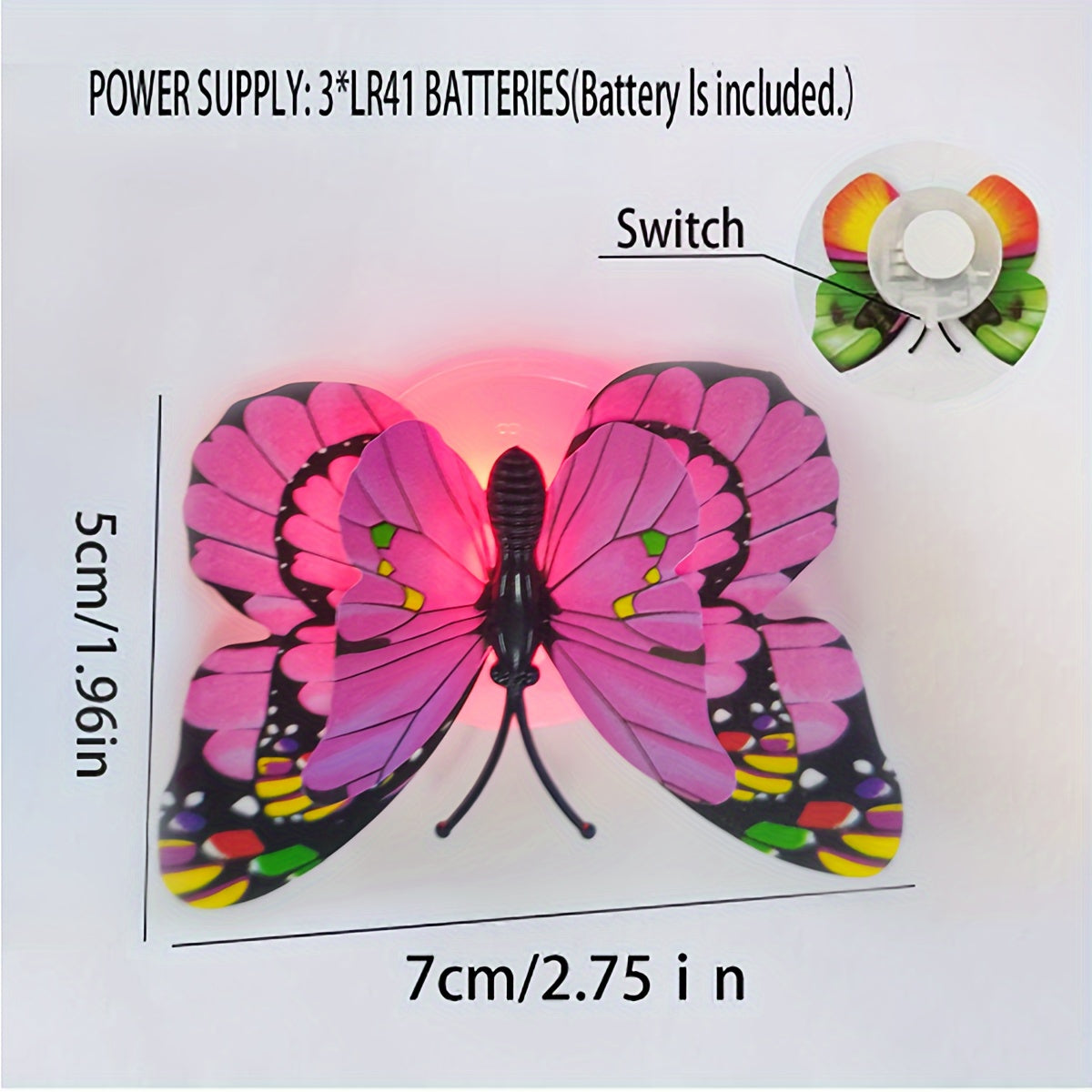 6/9pcs 3D Glowing Double-layered Wing Butterfly Home Decoration, With Adhesive Back. Ideal for Birthdays, Weddings, and Festivals. Random Style Delivery.