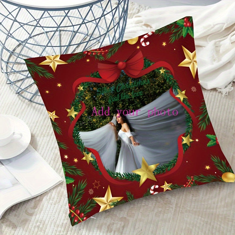 Get a personalized touch for the holidays with our Custom Christmas Photo Pillow. This 1pc Short Plush Pillowcase features a Double-Sided Design that allows you to Add Your Own Pictures. Perfect for celebrating with Pets, Friends, and Family, this