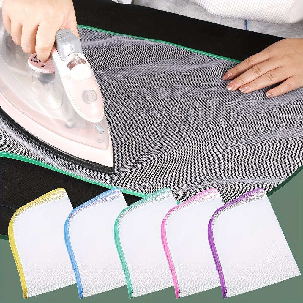 A bundle of five HeatGuard ironing cloth pads, designed to resist high temperatures. These mesh pads are non-electric and heat-resistant, with assorted colors available.