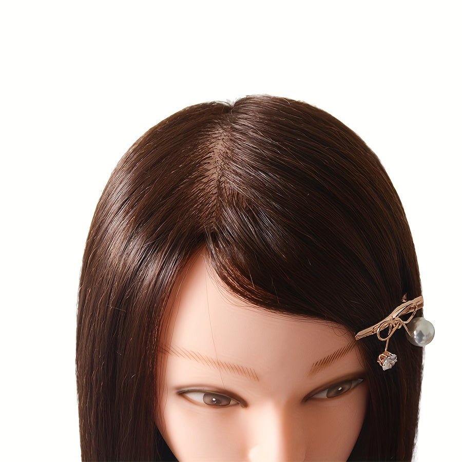 Mannequin head with 85% real human hair for professional hair styling, includes stand for braiding, curling, and perm practice.