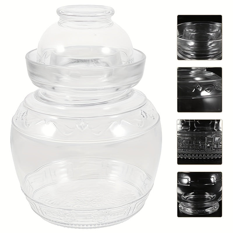 Glass fermentation jar with wide mouth and sealable lid for fermenting sauerkraut, kimchi, and beverages - preserves freshness with airtight storage.