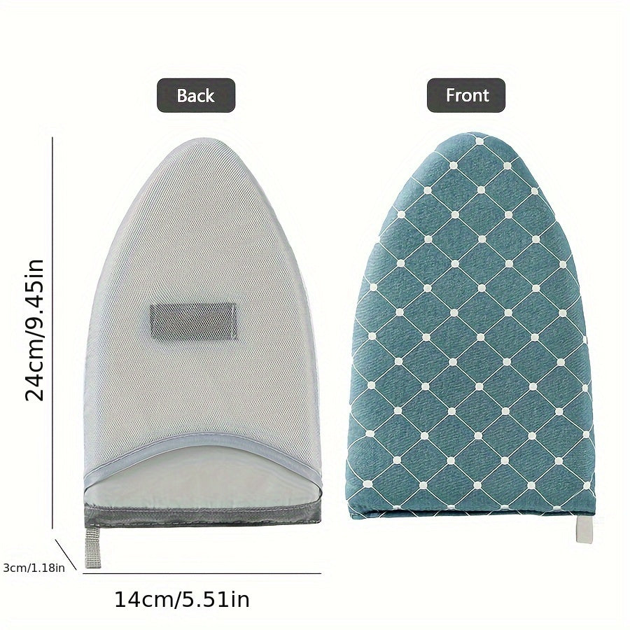 Portable handheld garment ironing board with high temperature resistant sponge for easy wrinkle removal.