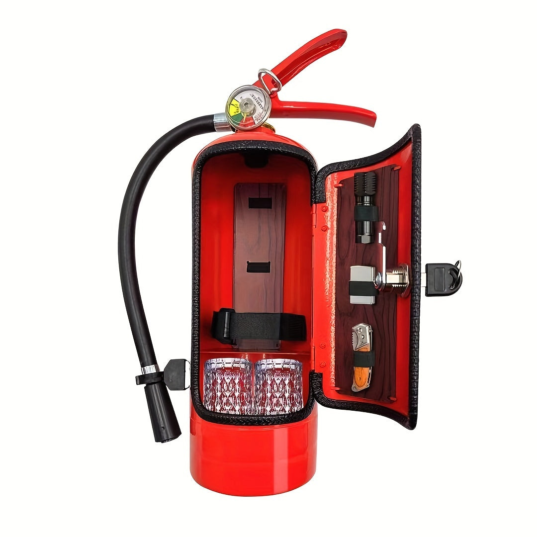 Unique Red Mini Bar in the Shape of a Fire Extinguisher - Artisan Metal Wine Cabinet for Whiskey Lovers, Ideal Present for the Holidays