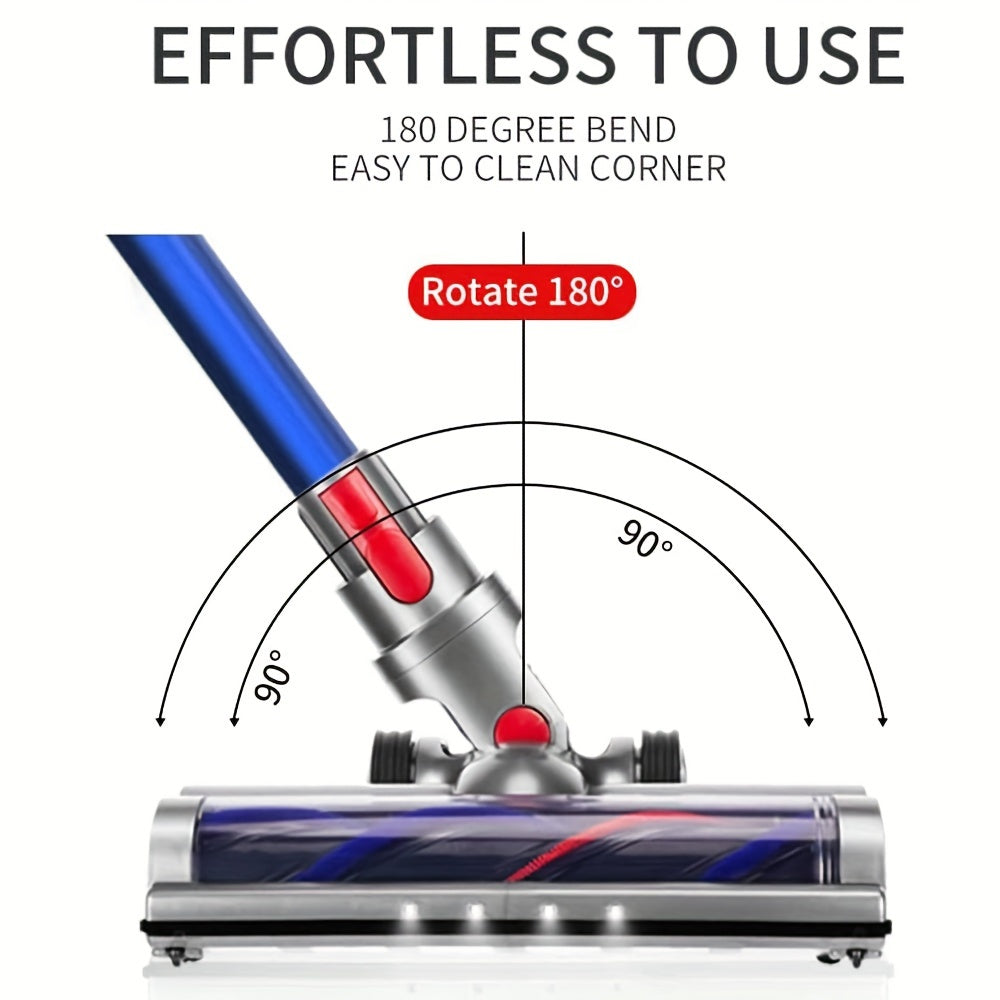 Replacement motorhead for Dyson models V7, V8, V10, V11, V15, SV10, SV12, and SV14. This vacuum cleaner electric brush head features 4 LED lights, perfect for cleaning hard floors and low carpets.