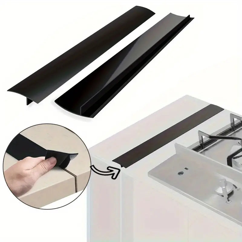 This kitchen stove countertop gap cover is crafted from silicone and features heat-resistant long fillers, perfect for safeguarding the gaps in kitchen cabinets and preventing spills. Ideal for use with a 21-inch stove.