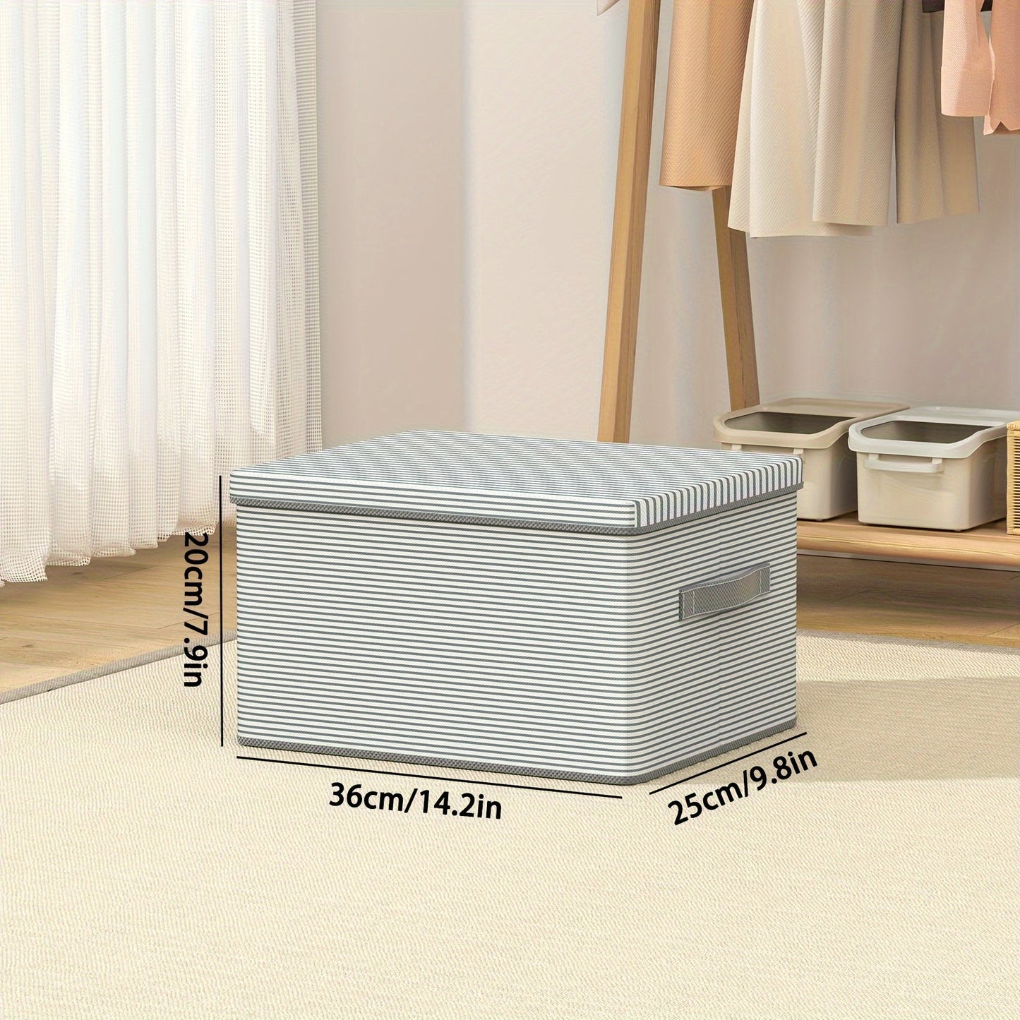 Space-saving storage box with lid by YOUFEN - made of non-woven fabric, great for organizing clothes, quilts, and toys in your bedroom or while traveling.