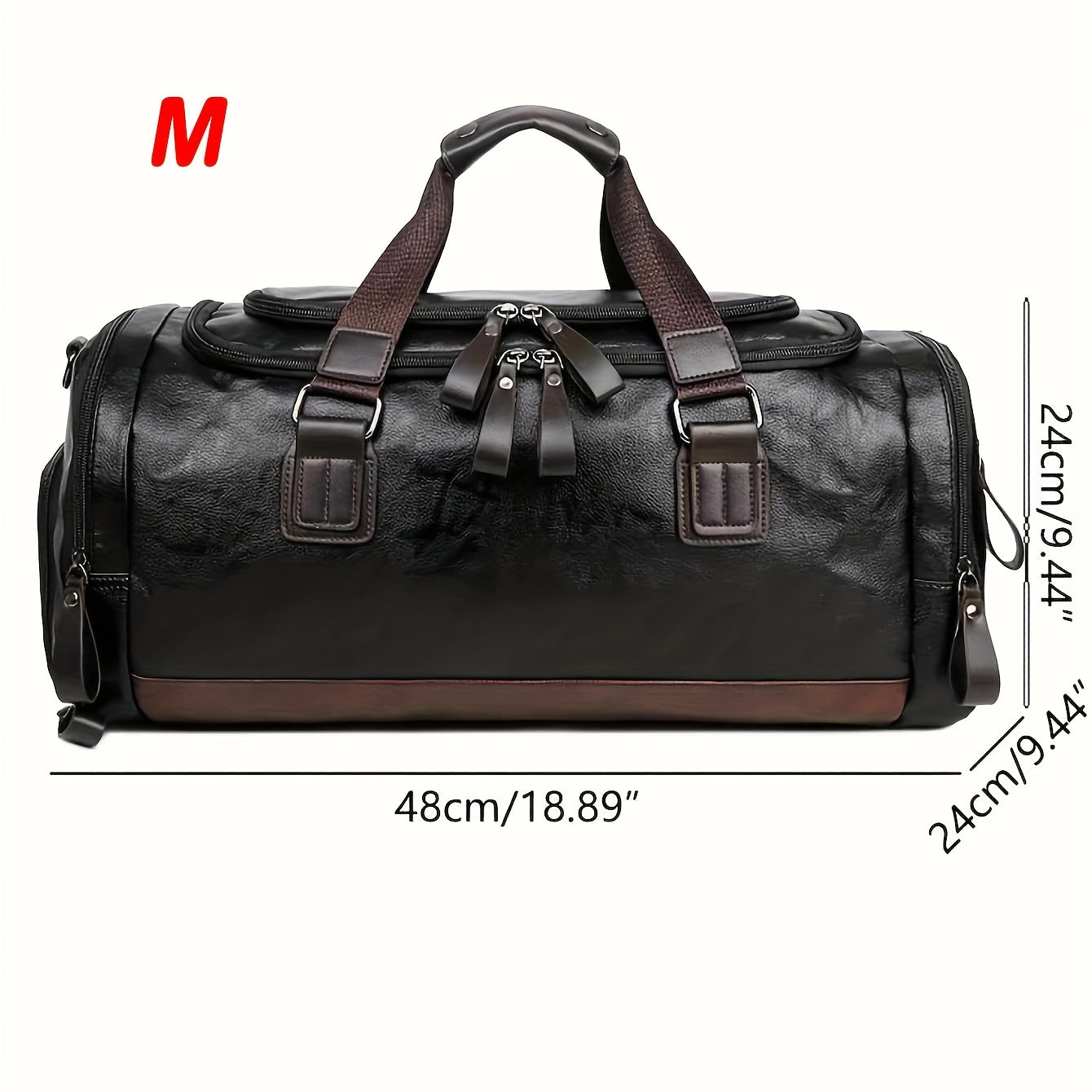 Large men's duffel bag with adjustable strap and multiple compartments, perfect for casual carry-on travel and weekend outings.