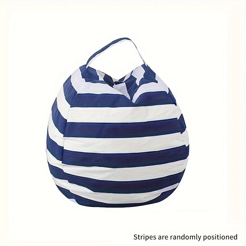 Bean bag chair cover with stripes in a 1-pack, designed for kids. Can fit multiple sizes of stuffed animals and has a zipper for easy access. Doubles as a portable quilt organizer and creative floor cushion sofa for children.