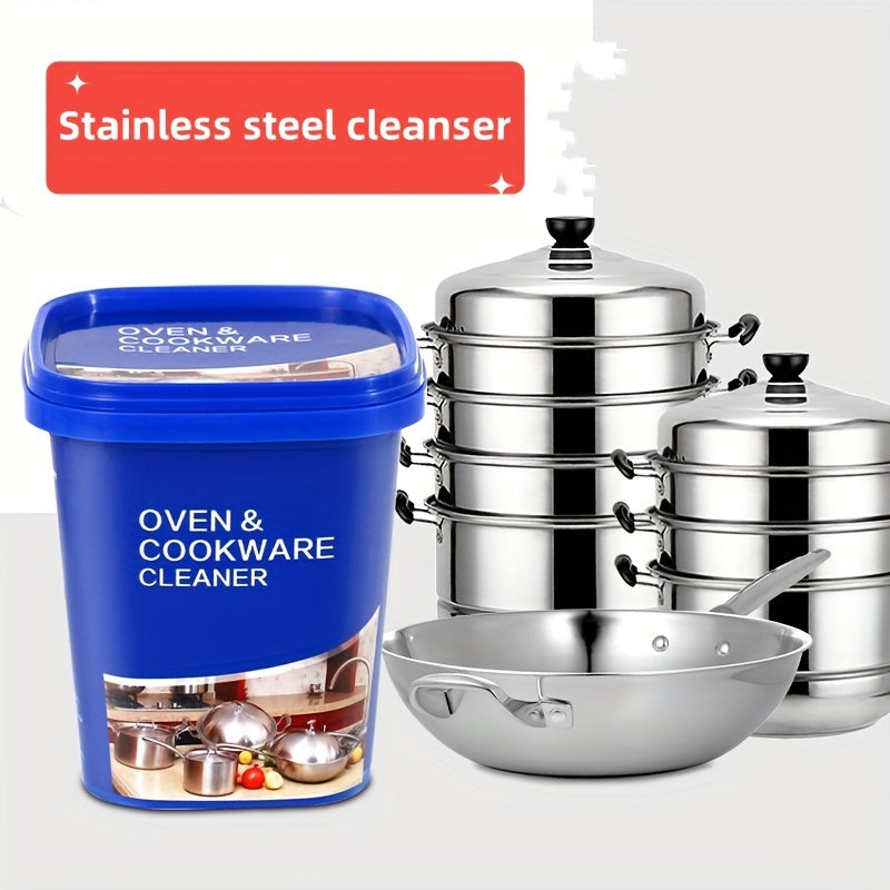 Introducing our highly effective Stainless Steel Cleaner Cream - a concentrated grease remover weighing 500g. This powerful cleaning paste is infused with coconut oil to effectively clean cookware, stoves, range hoods, and ovens.