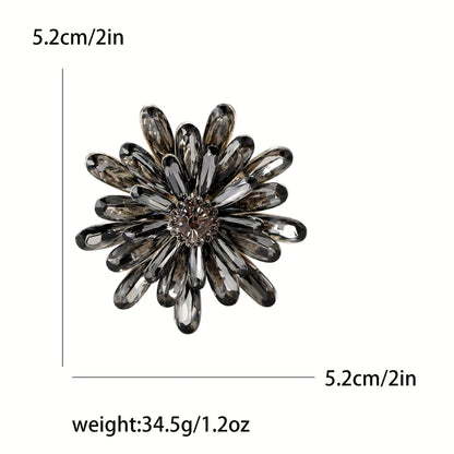 Stylish Sunflower Brooch Pins with Rhinestone Detail, Made from High-Quality Alloy Material - Chic Fashion Accessories for Women's Suits, Sweaters, and Coats