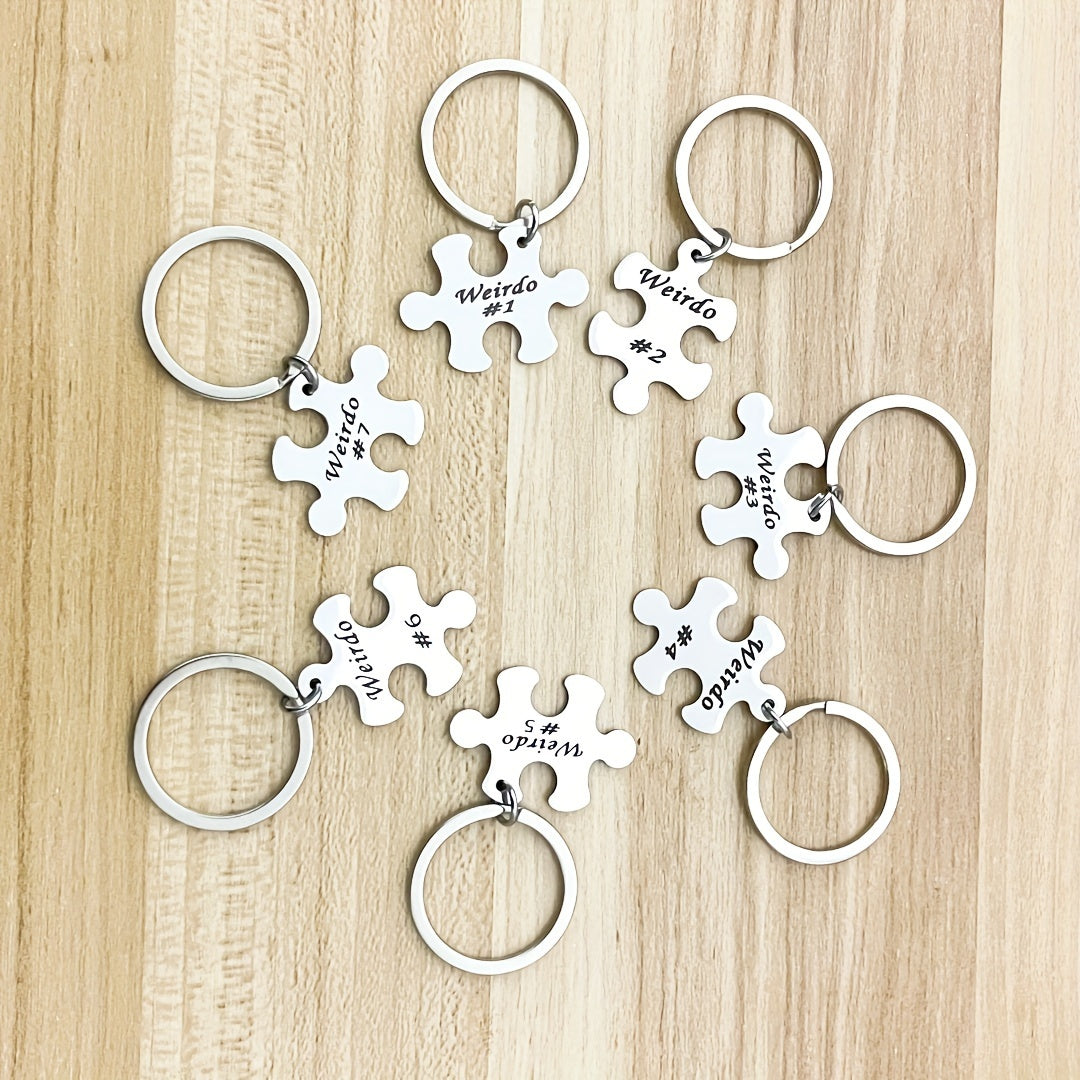 Set of 5, 6, 7, 8, 9, or 10 Engraved Best Friends Keychains - Made of Stainless Steel with Puzzle Design. Ideal for Graduation, Christmas, or any occasion to show appreciation to your BFFs or family. A symbol of enduring friendship that is suitable for