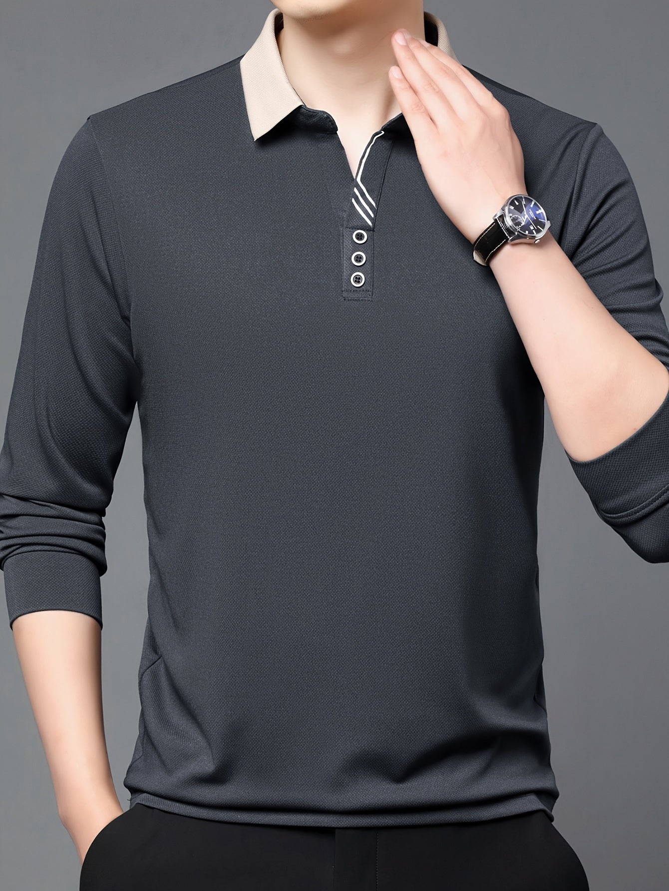 Lightweight, breathable long sleeve shirt for golf and business casual wear.