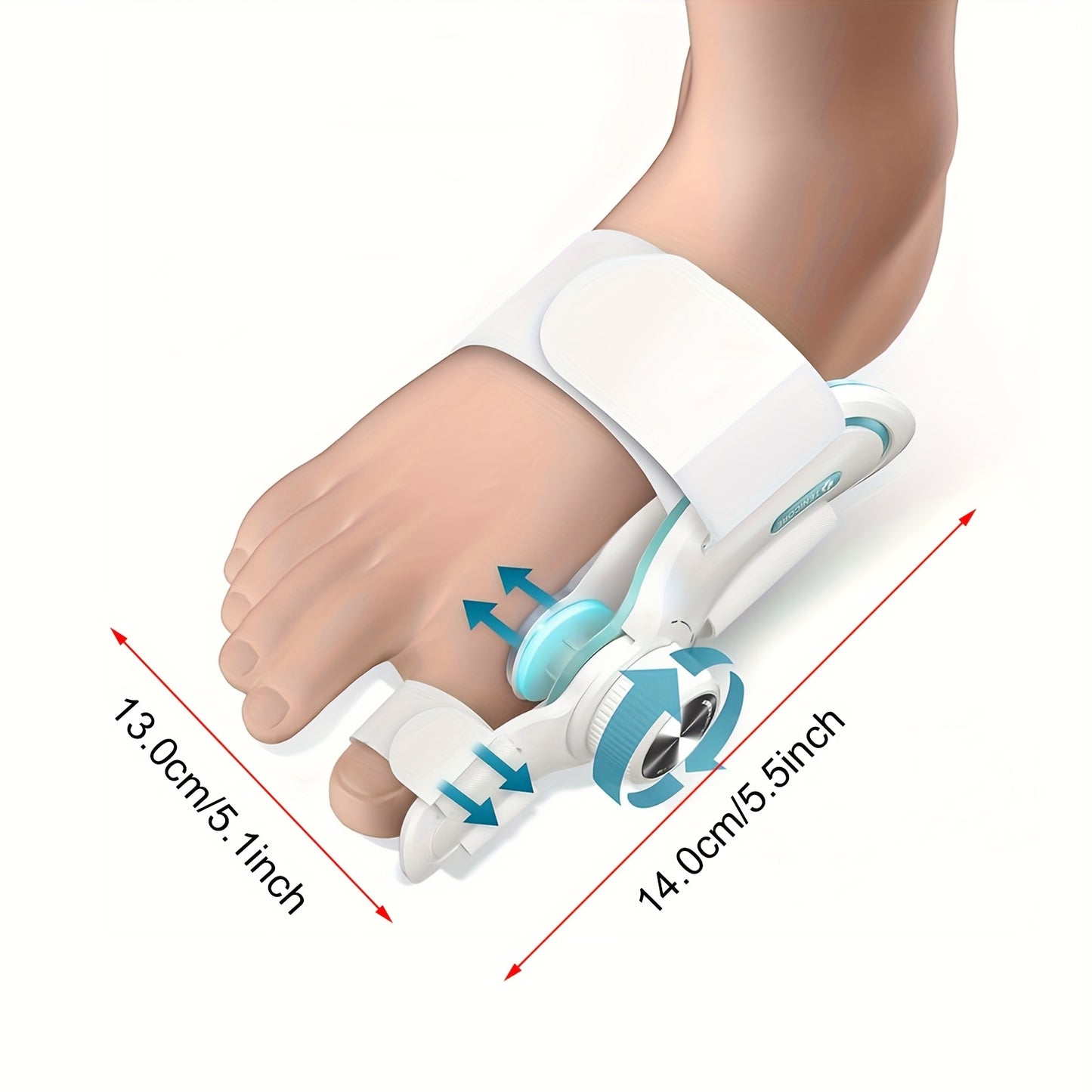 Tech Love Adjustable Corrector & Big Toe Straightener for Men and Women - Features 3 Angle Fixing Plates, Hammer Toe Brace, Hand-Washable, White & Blue Design, Functional Orthopedics.