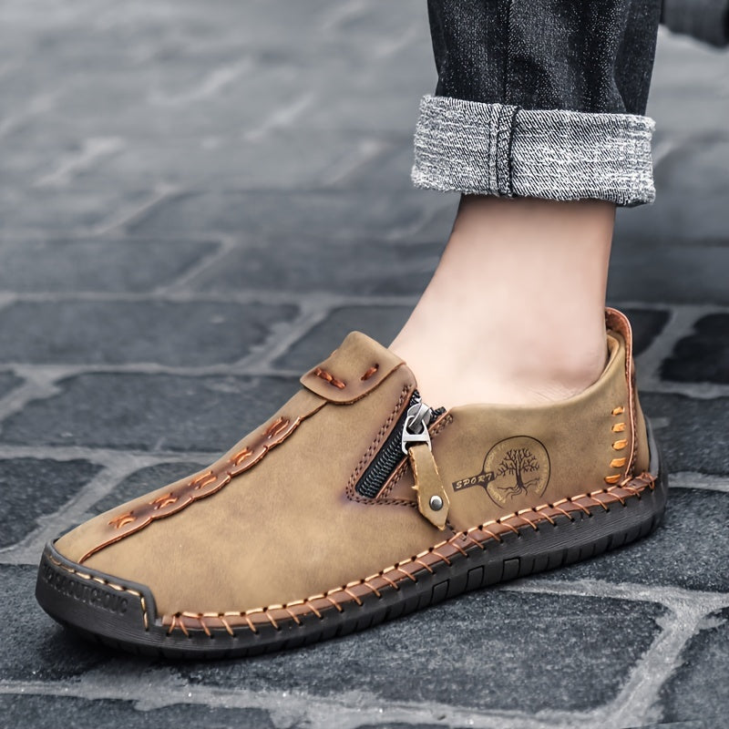 Men's side zipper loafers, comfortable non-slip slip-ons for spring and summer.