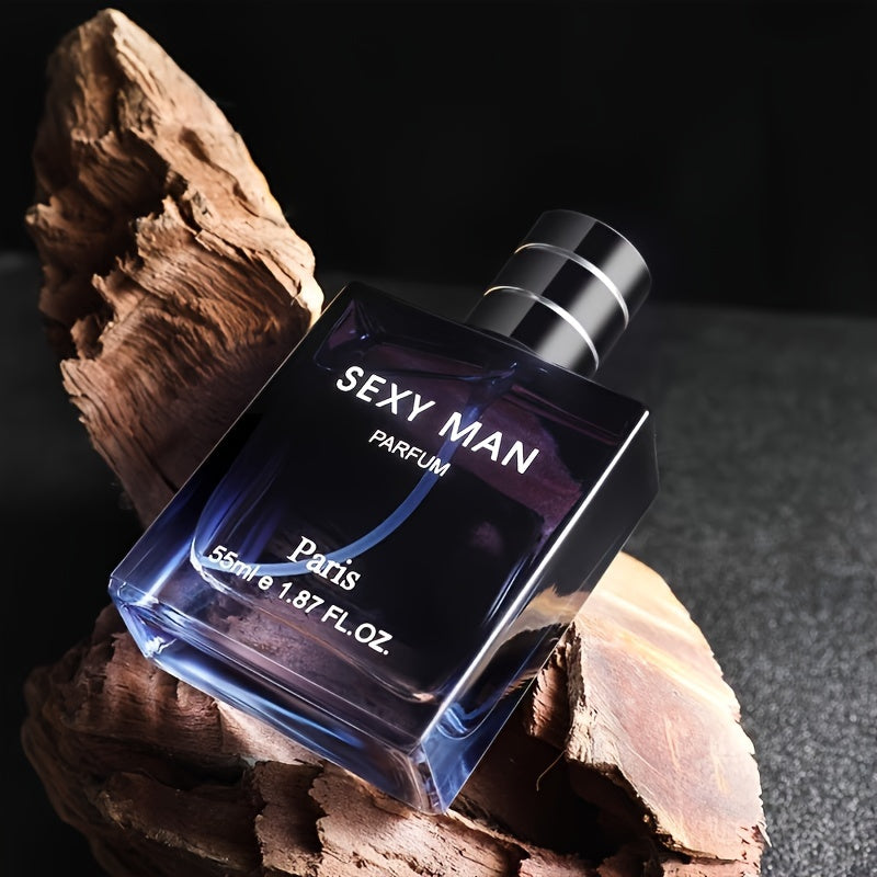 55ml Men's Cologne with Long-Lasting Ocean Breeze Scent, Alcohol-Based. Ideal for any occasion, enhances elegance. Comes in minimalist glass bottle.