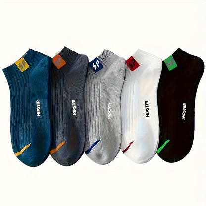 5 pairs of men's breathable and comfortable no show socks for summer.