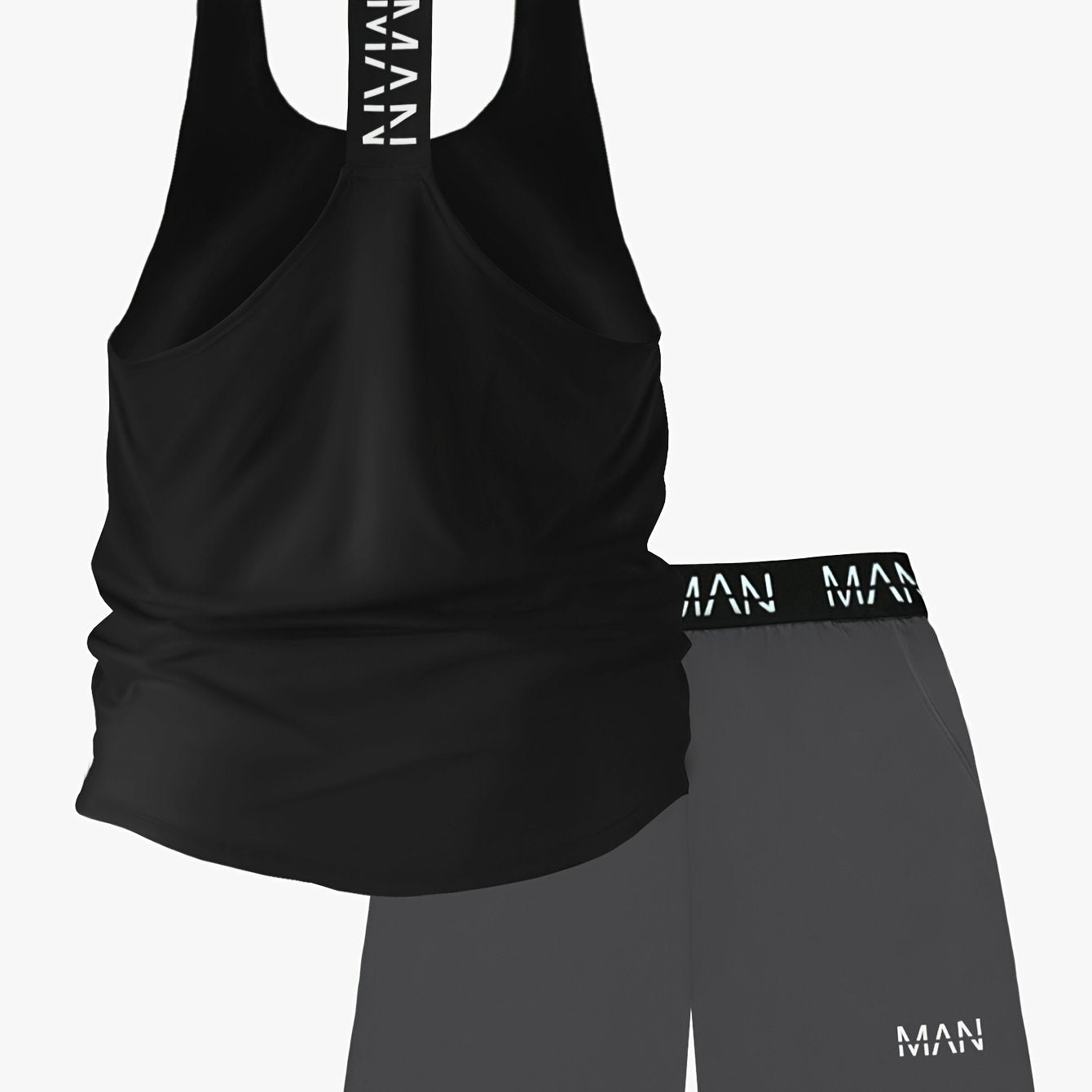 Men's 2-piece athletic set: tank top and training shorts, breathable and stretchy sportswear