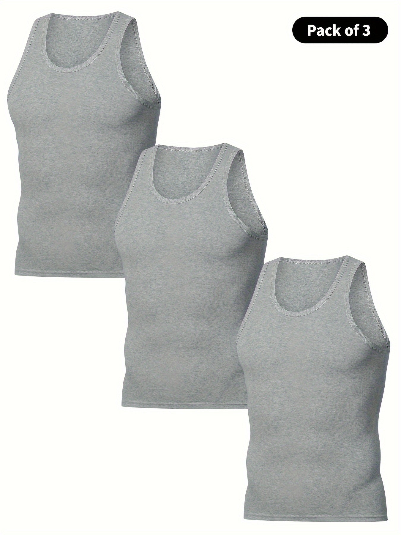 Men's slim fit tank top, thin, breathable, solid, sleeveless. Suitable for sports and basic wear.