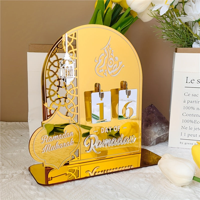 Ramadan Countdown Calendar with Acrylic Base displaying numbers for daily gifts leading up to Ramadan.