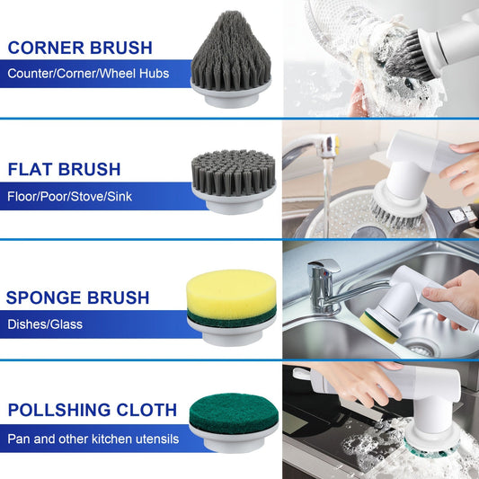 Multi-functional Electric Silicone Brush for Kitchen, Bathroom, and Tiles - USB Powered, Strong Rubber Bristles, Compact and Durable Design