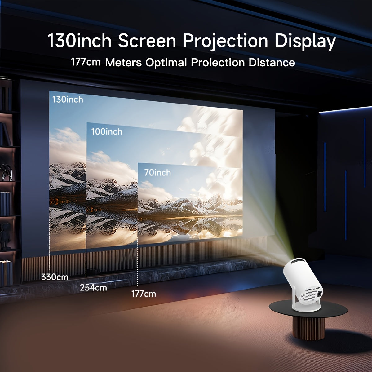 Ultra HD Projector with WiFi casting, 180° rotation, Android TV, portable home theater!