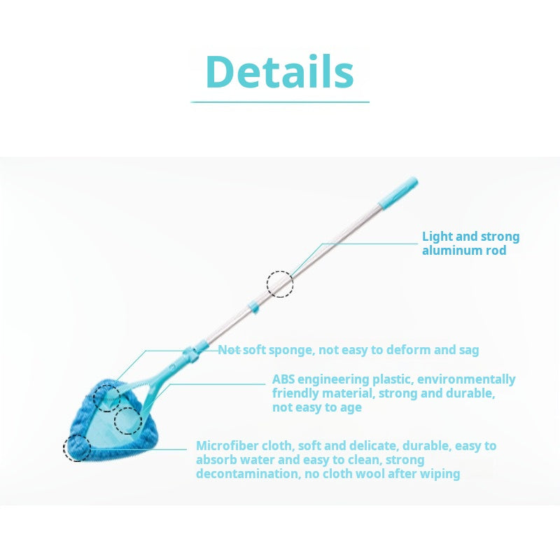 No electricity required for this Telescopic Long Handle Window Cleaner Tool Set. Includes U-Shaped High-Rise Glass Cleaning Kit made of Metal and Plastic with an Extendable Wand. Perfect for use in the Living Room, Bedroom, Kitchen, Bathroom, and on