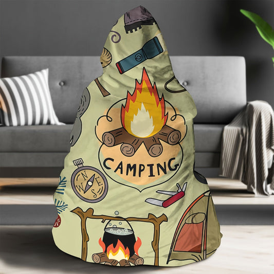 Stay warm and cozy with this versatile Camping Hooded Blanket. Perfect for those chilly nights by the fire or even just lounging on the sofa. This thick, soft blanket is ideal for camping, traveling, or simply nap time. Transform it into a magical cape