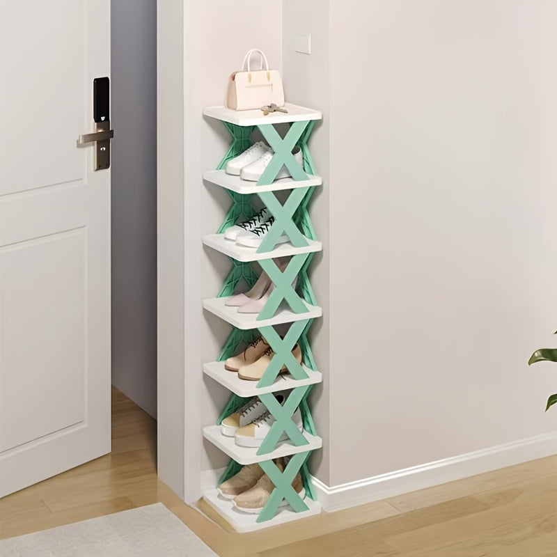 Folding Shoe Rack that Saves Space - Easy Assembly for Compact Storage in Entryway, Office, and Bathroom.